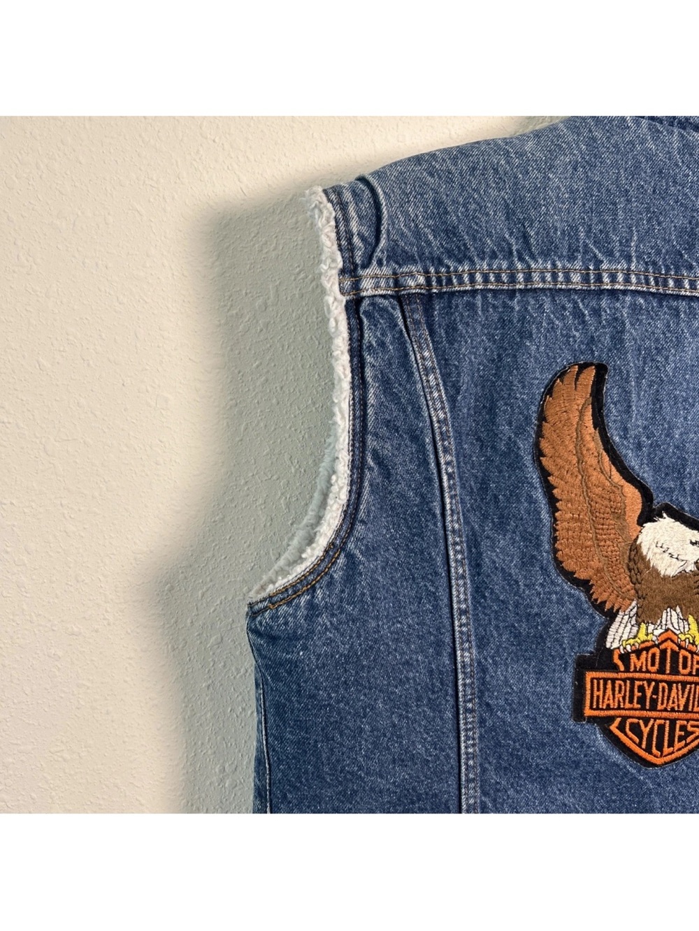 Vintage 80’s Levi’s Denim Sherpa Lined Vest Harley-Davidson Made In USA Size Med - Picture 14 of 16